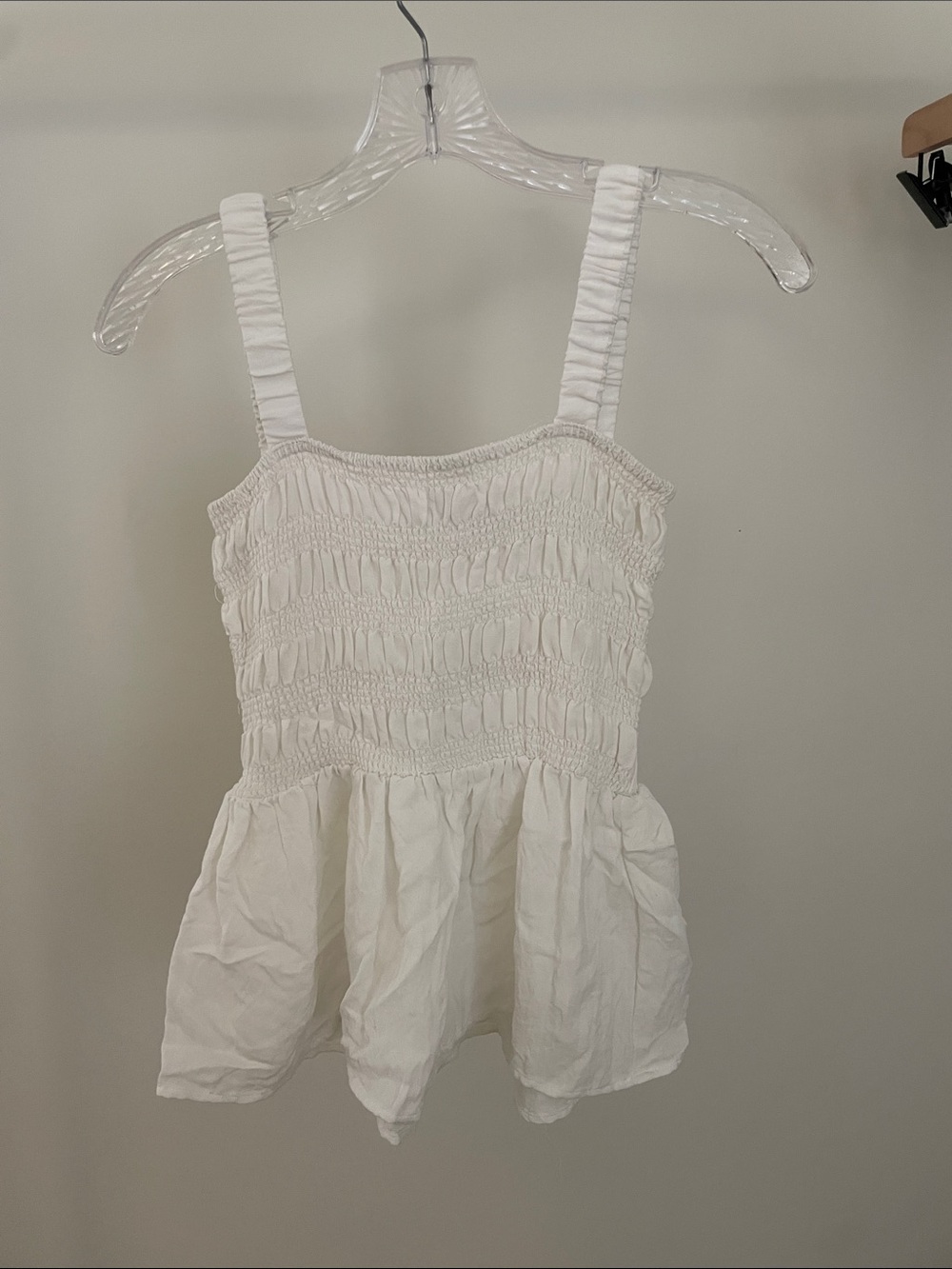 DO+BE White Smocked Peplum Camisole